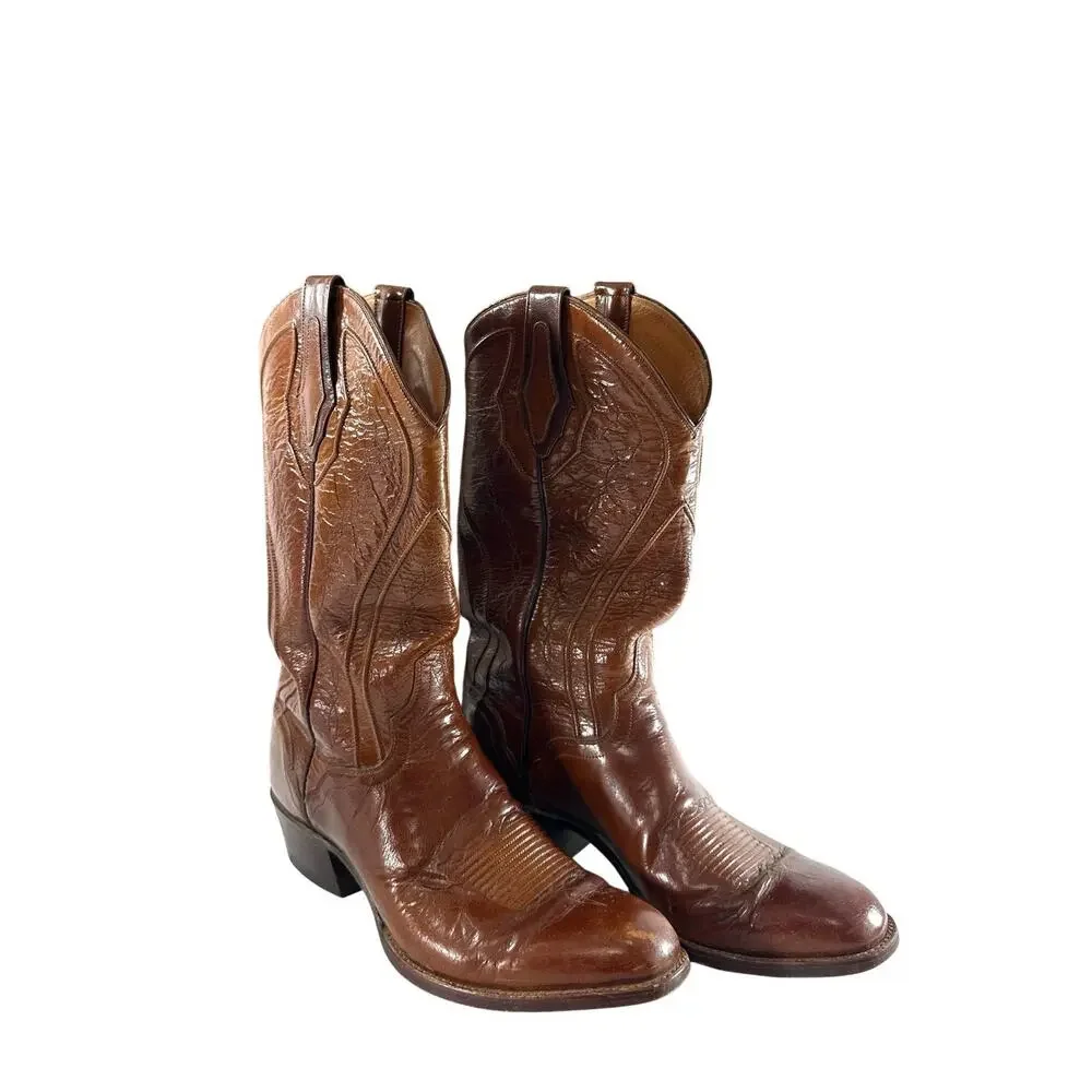 The El Dorado Handmade Cowboy Boots Men’s 9 D Brown Leather Western 9384